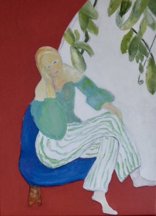 Romantisch, sitzende Frau